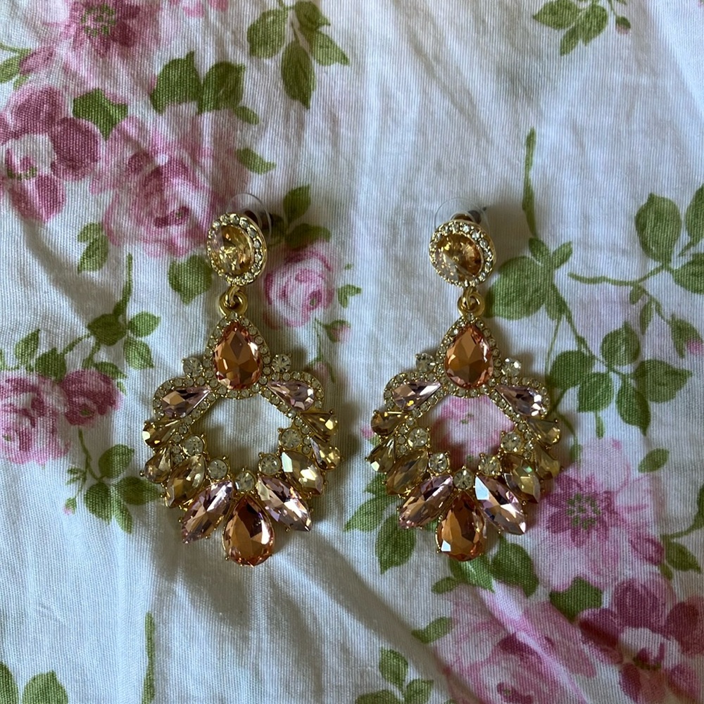 Elegant Gold and Pink Drop Earrings